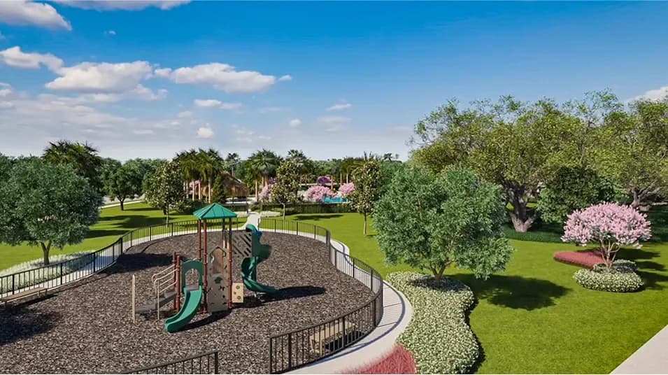 Render del playground de The Glades at Crossprairie, representación artística